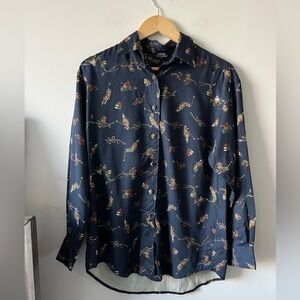 G2000 Equestrian Horse rider Navy Blue Patterned Men's Shirt